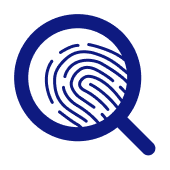 icon of a magnifying glass with a fingerprint inside